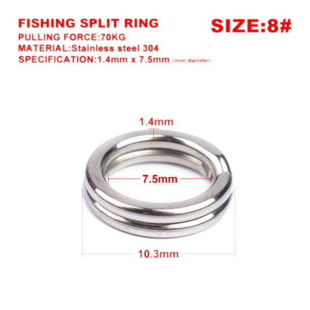 100pcs Flat 304 Stainless Steel Fish Fishing Split Rings For Lures Hooks Silver
